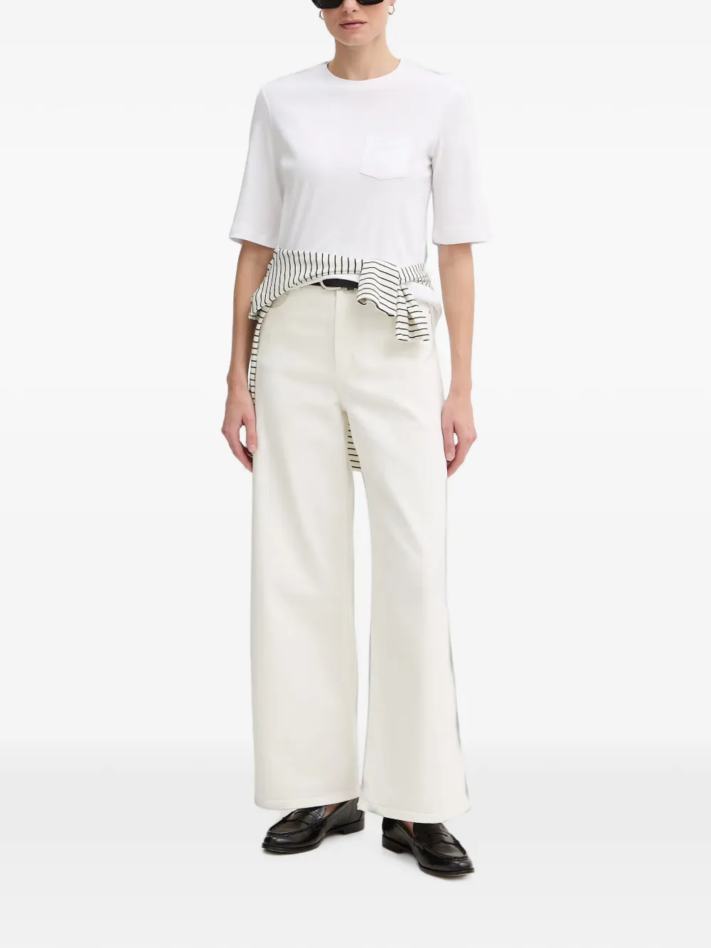 Joop! Tonja T-shirt verfraaid met logo en zak Wit