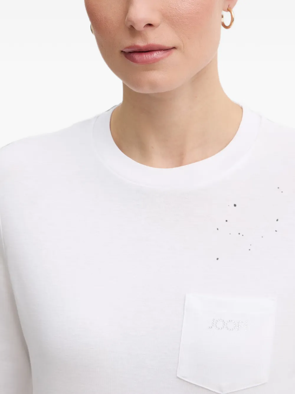 Joop! Tonja T-shirt verfraaid met logo en zak Wit