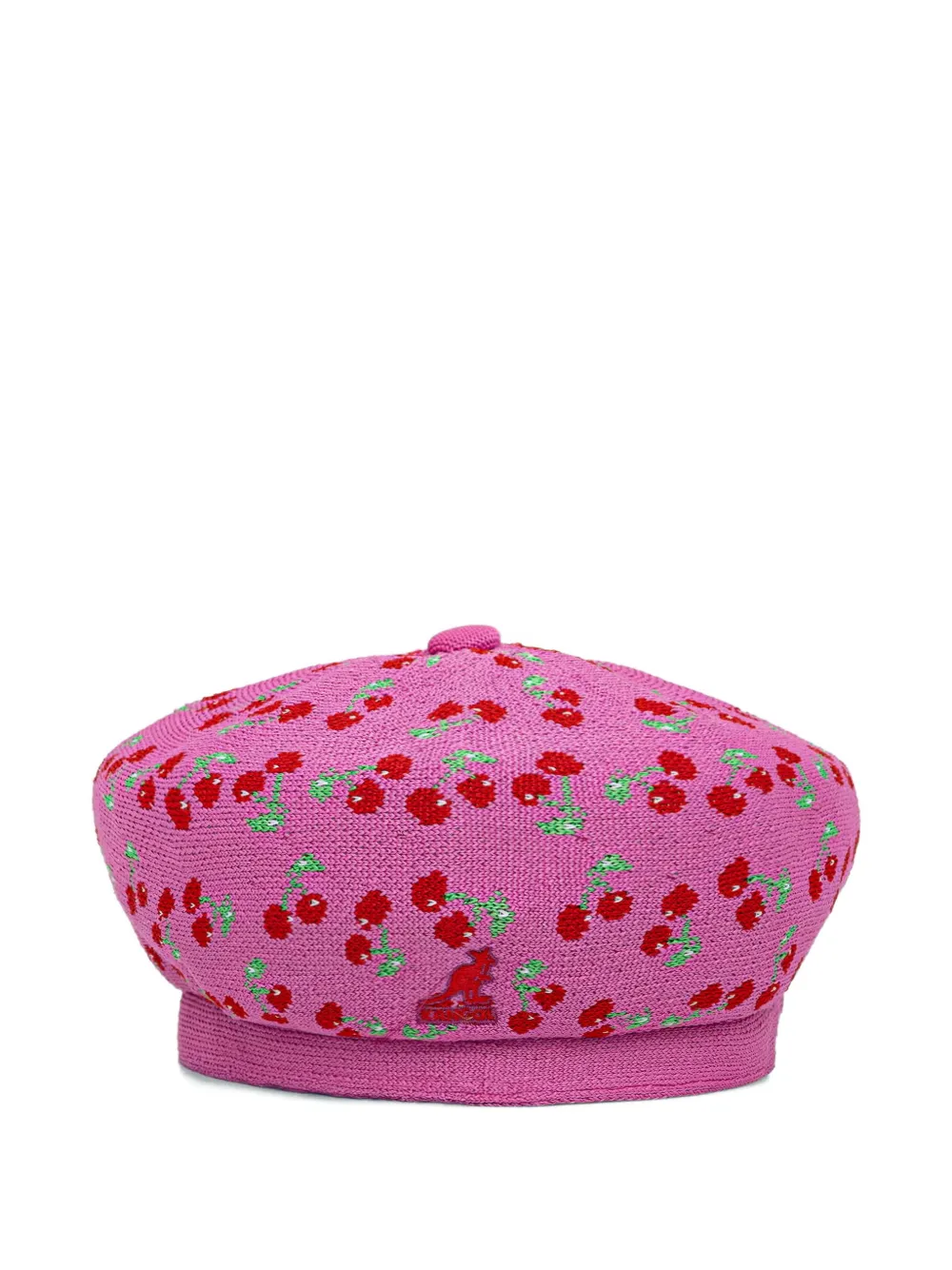 Kangol Tropic cherry-patterned knitted beret - Rosa