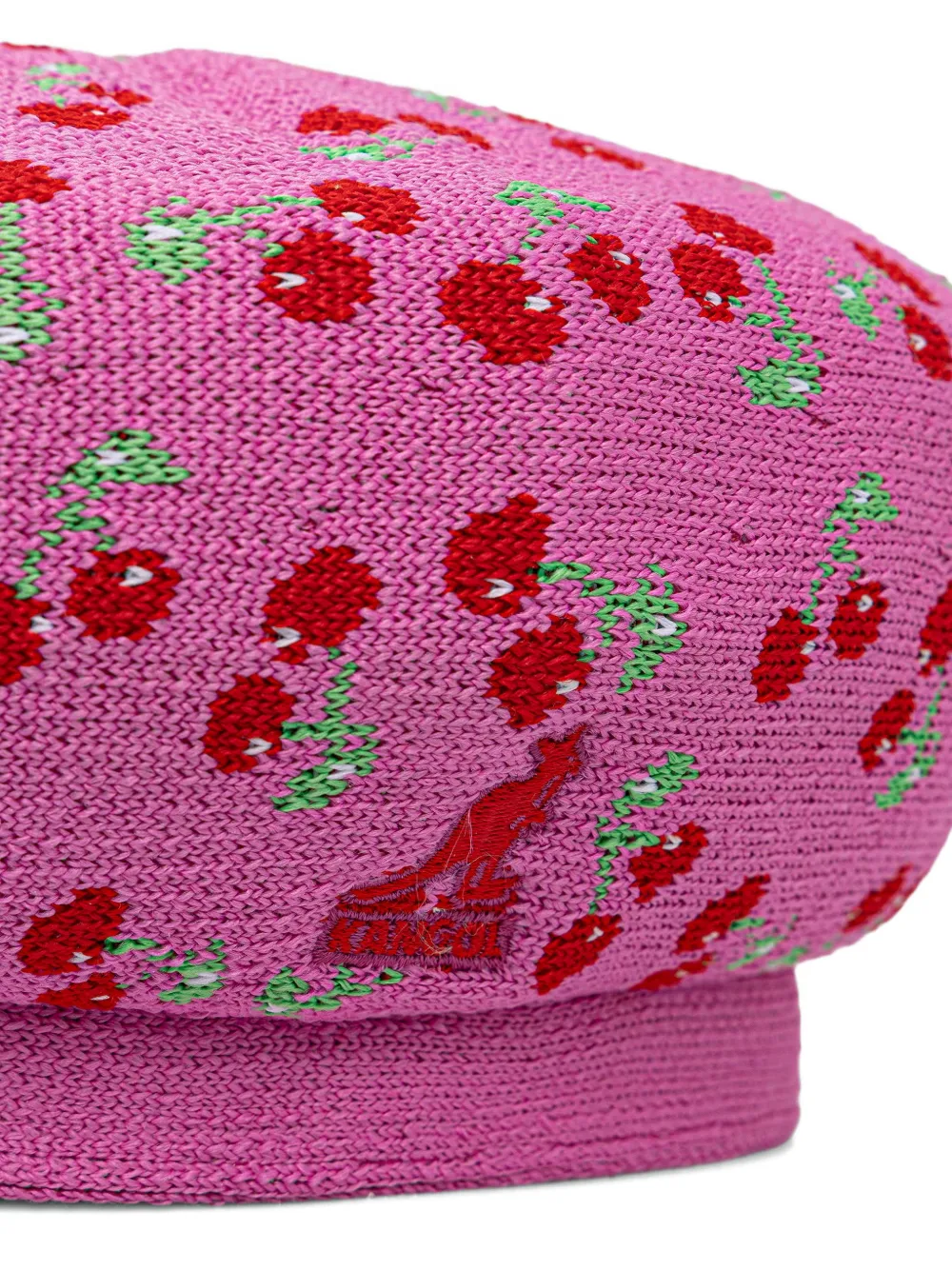 Kangol Tropic gebreide baret met kersenpatroon Roze