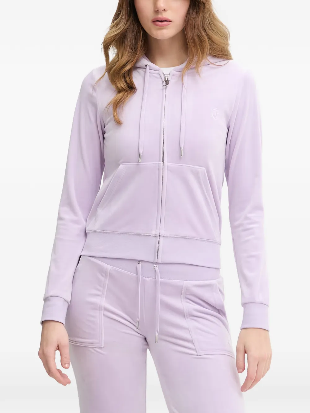Juicy Couture logo-embroidered zip-up hoodie - Violett