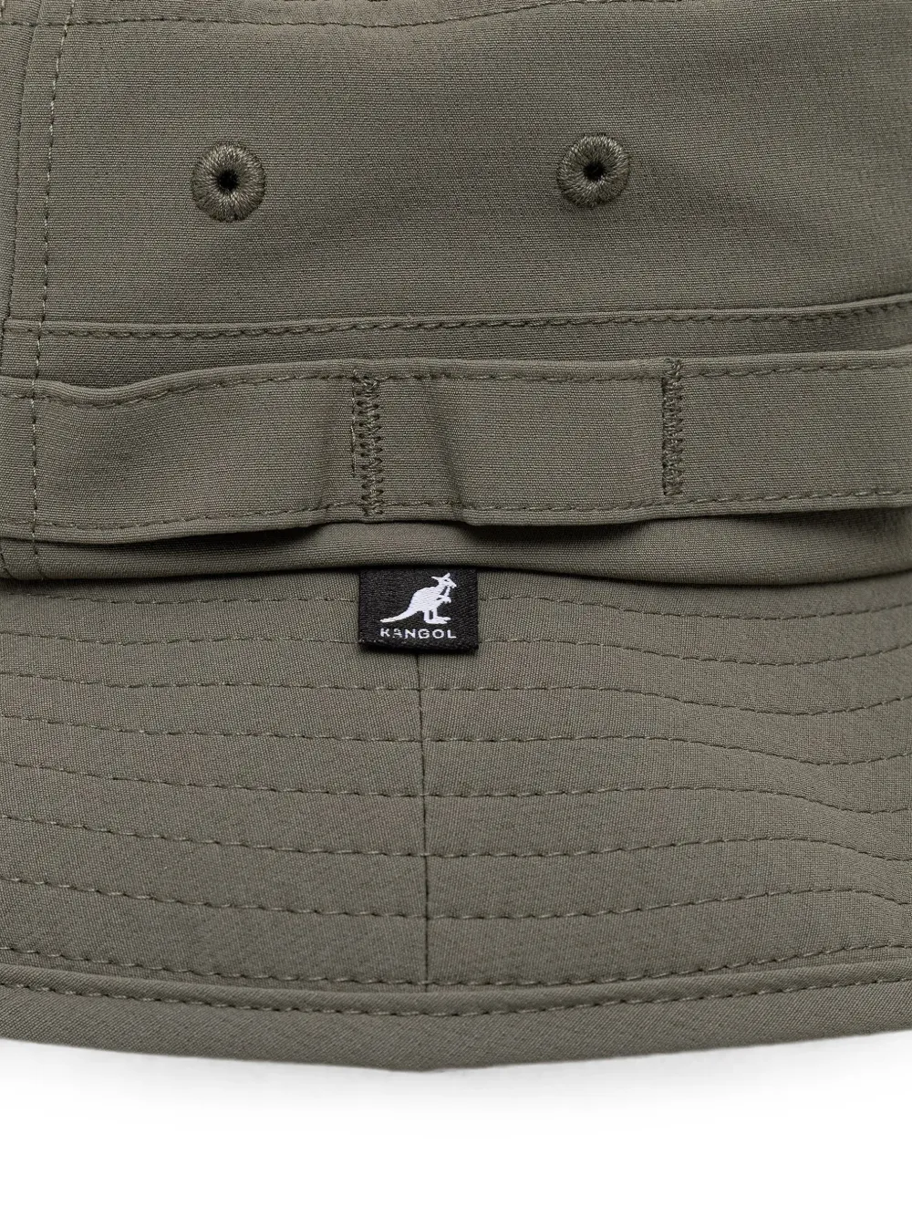 Kangol Vissershoed met kinbandje en logo-patch Groen