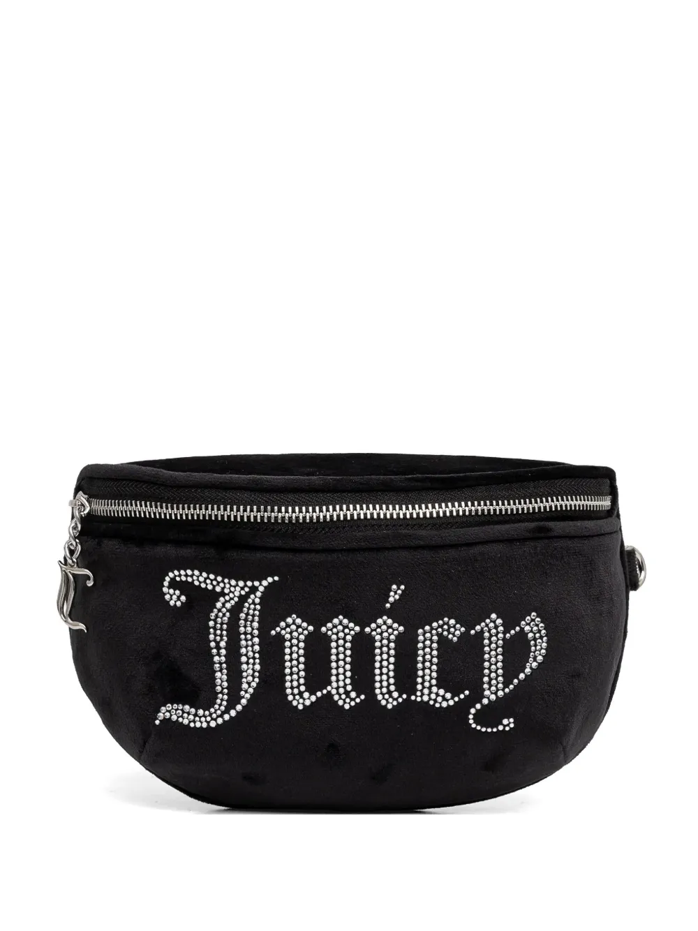 Juicy Couture rhinestone-logo velvet belt bag - Nero