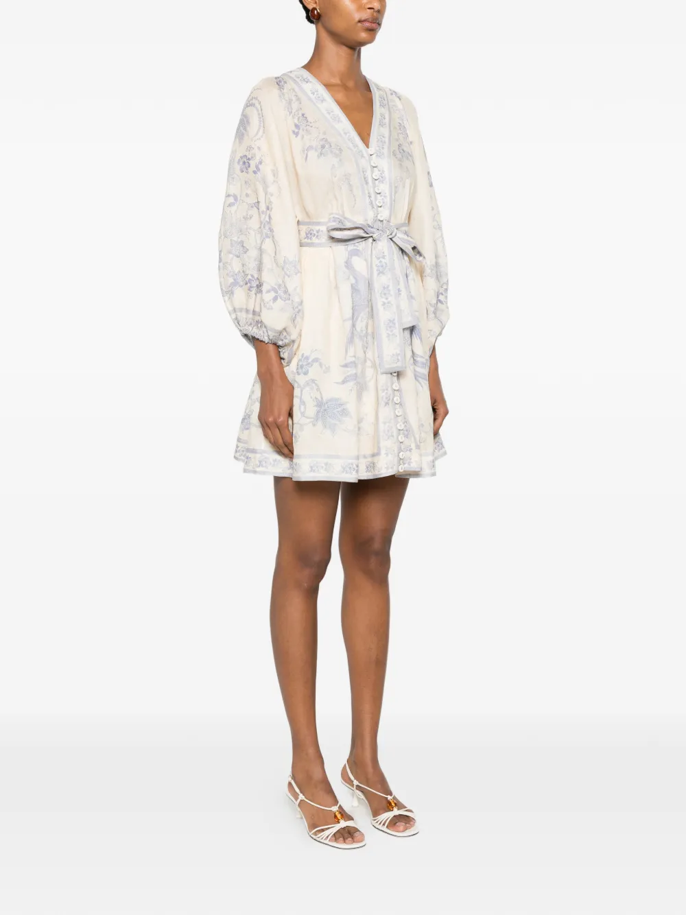 ZIMMERMANN Indra mini-jurk met bloemenprint Beige