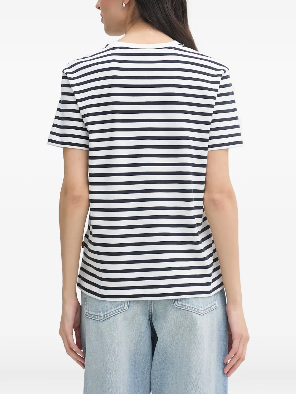 Joop! Teele gestreept T-shirt met logo-patch Wit
