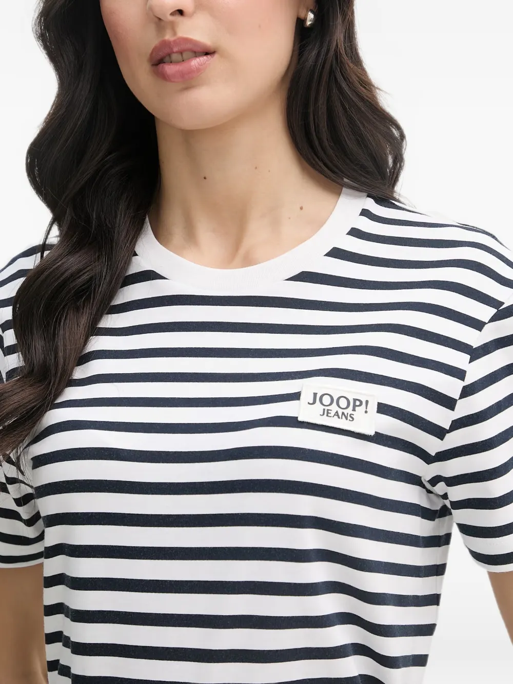 Joop! Teele gestreept T-shirt met logo-patch Wit