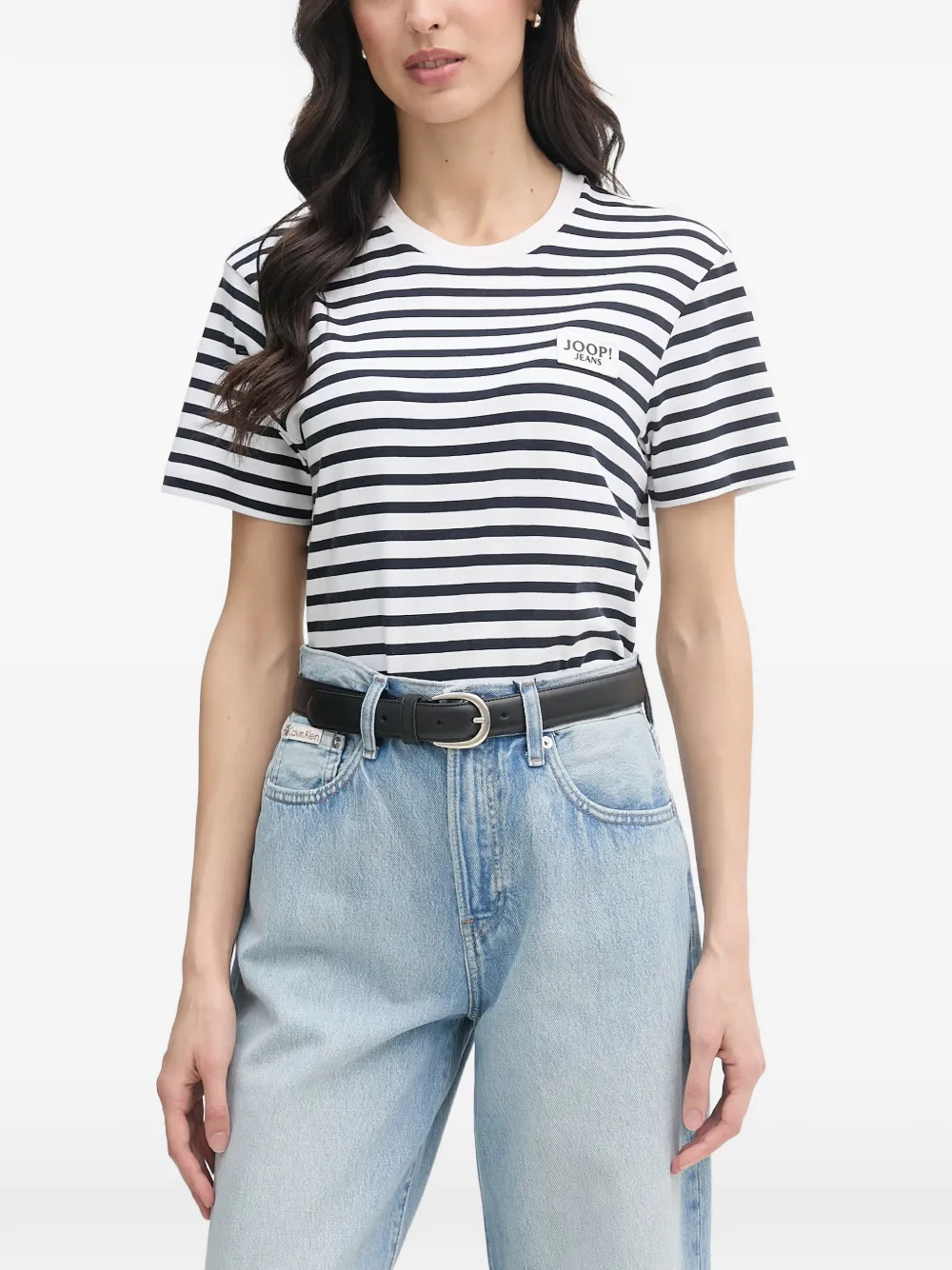 Joop! Teele striped logo-patch T-shirt - Bianco