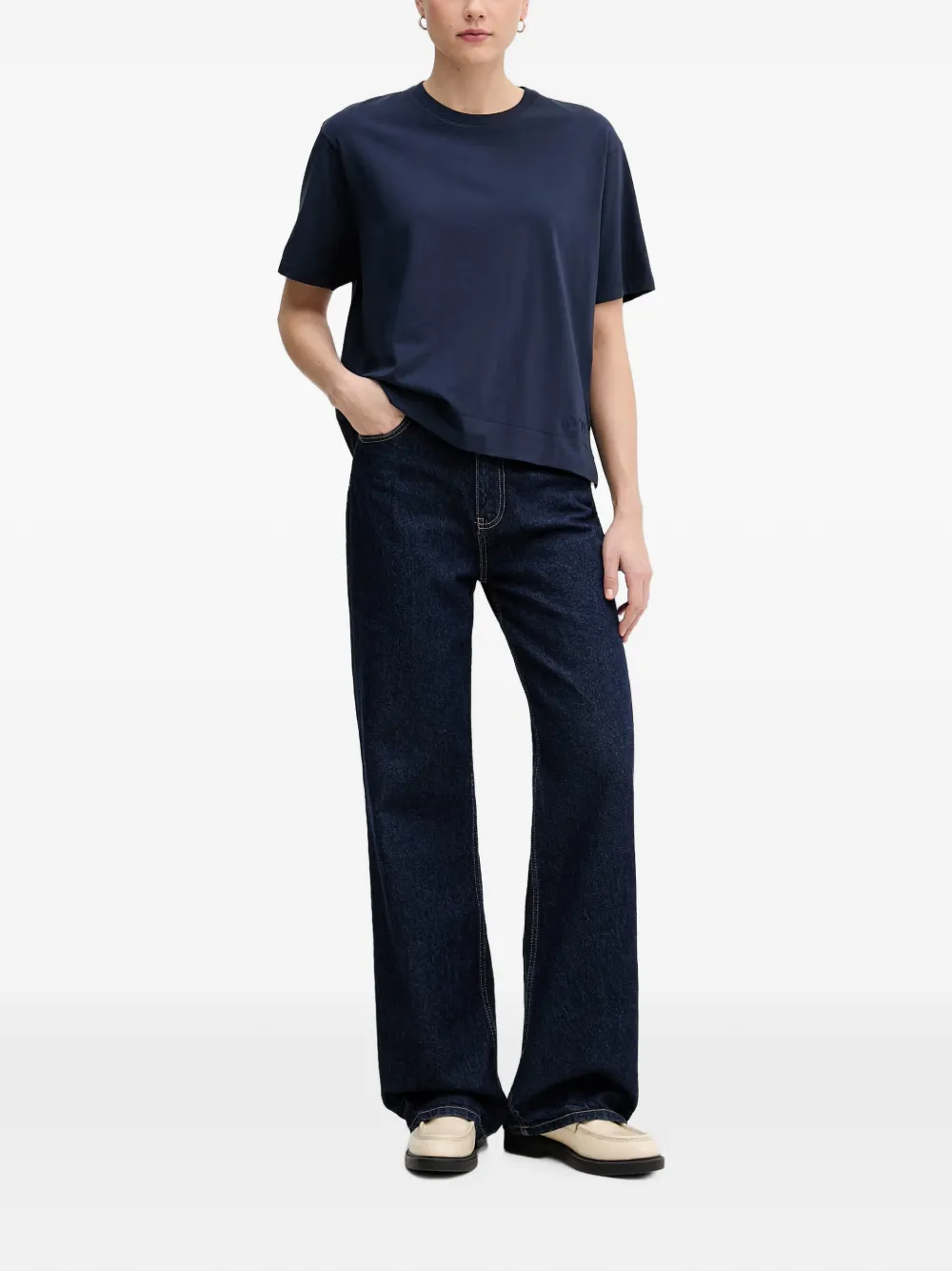 Joop! T-shirt met logoplakkaat Blauw