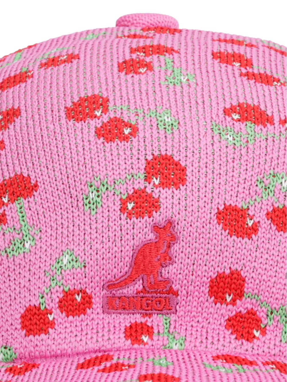 Kangol Pet met geborduurd logo en kersenprint Roze