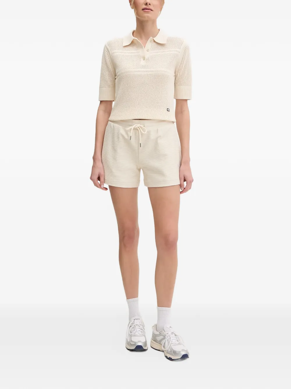 Helly Hansen Salt open-knit short-sleeve polo shirt Beige