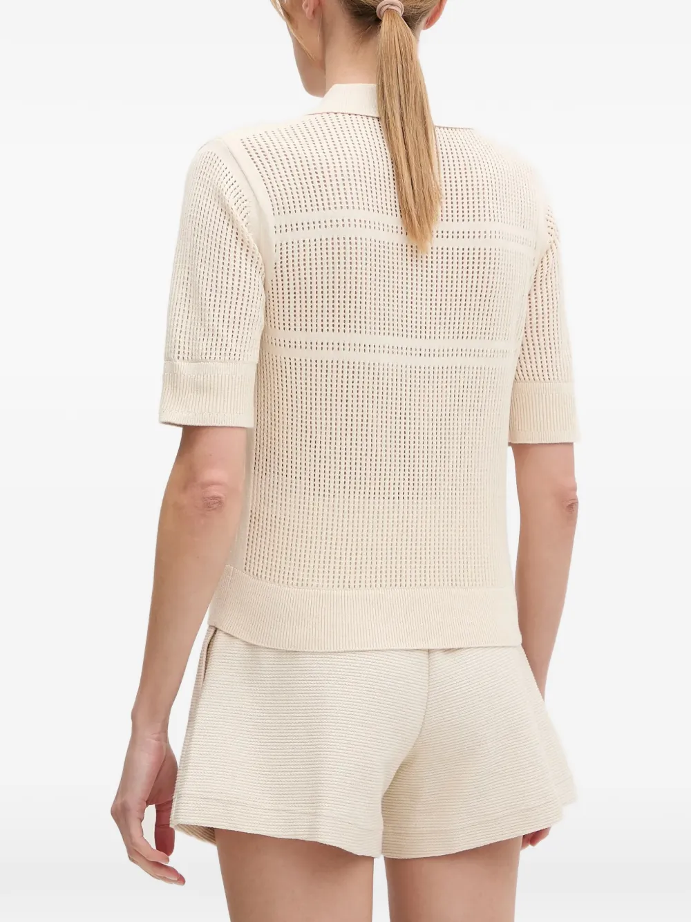 Helly Hansen Salt open-knit short-sleeve polo shirt Beige