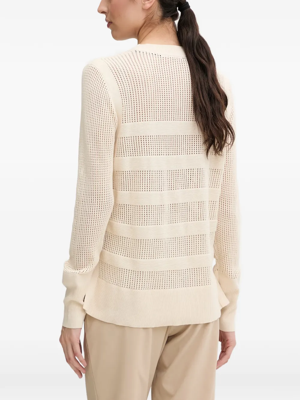 Helly Hansen Portofino open-knit striped sweater Beige