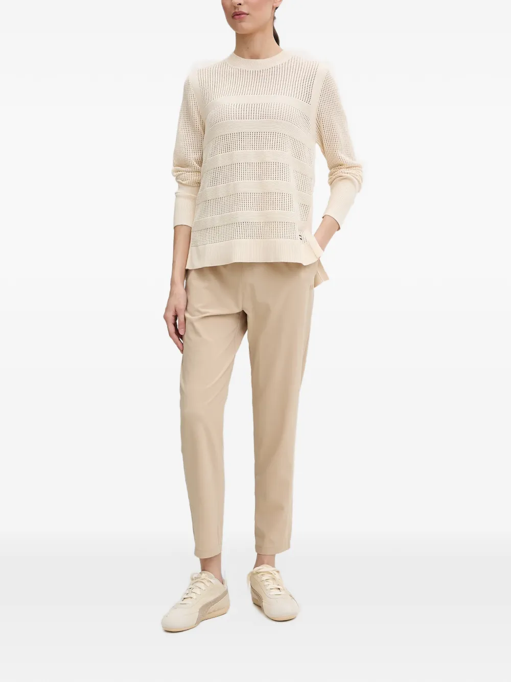 Helly Hansen Portofino open-knit striped sweater Beige
