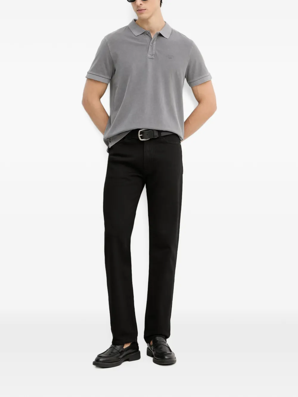 Joop! Ambrosian poloshirt met geborduurd logo Grijs