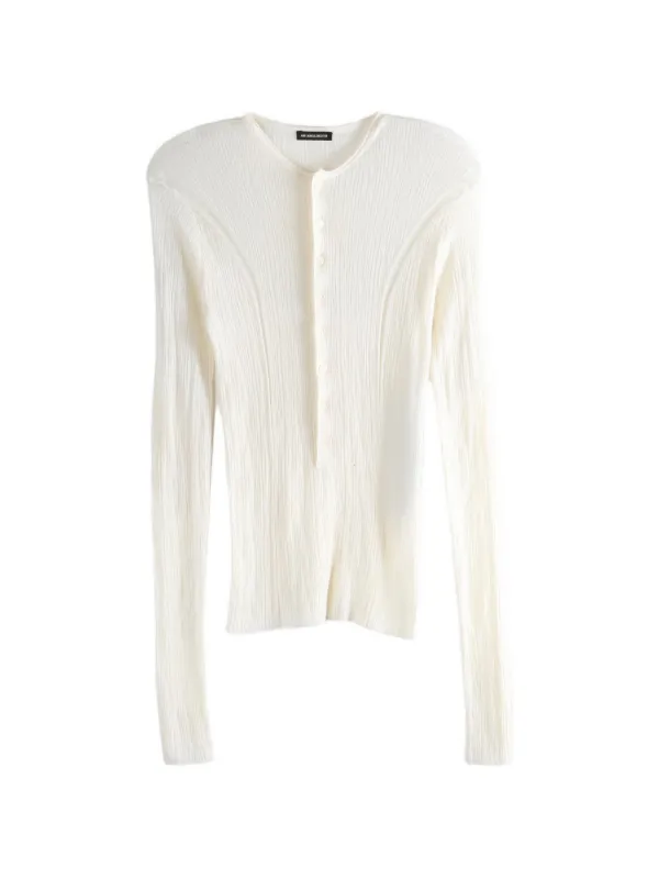 Ann Demeulemeester Ribbed-knit Long-sleeve T-shirt in White