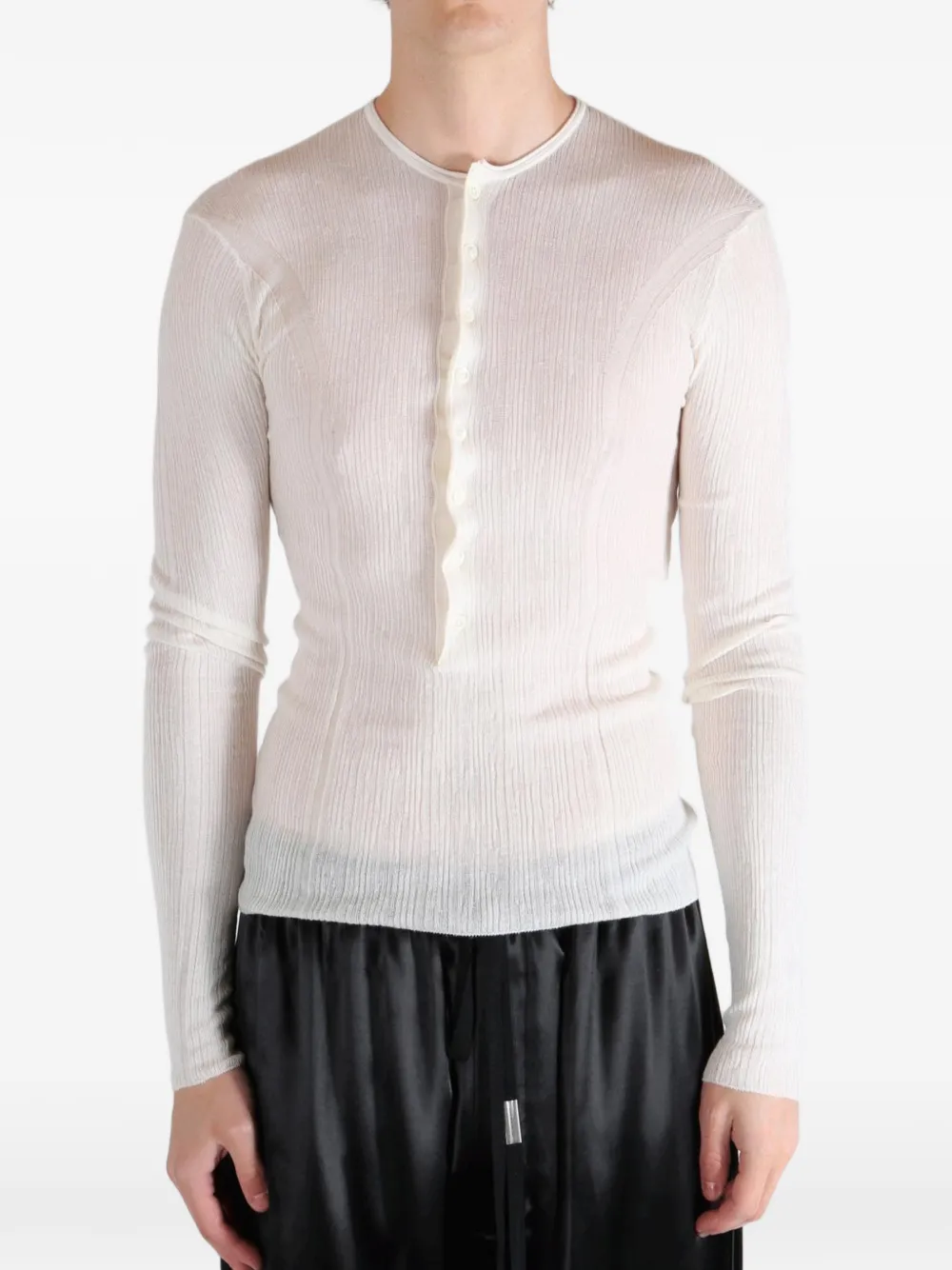 Ann Demeulemeester Ribgebreid T-shirt Wit