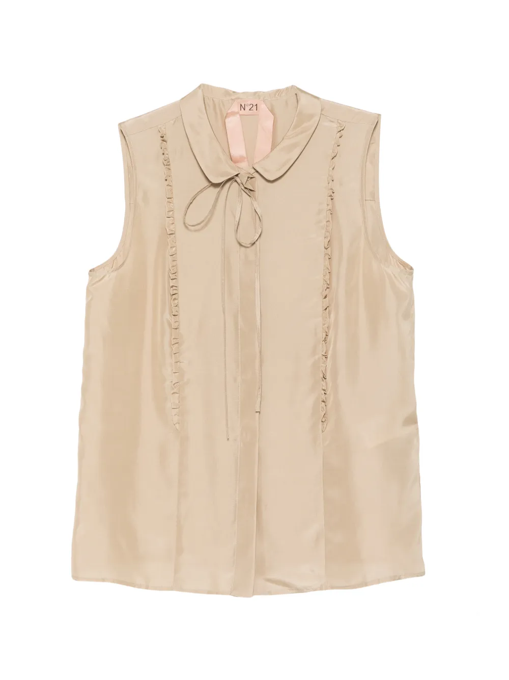 Nº21 ruffled bow-fastening top - Neutrals