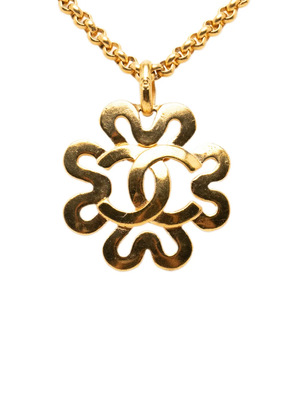 CHANEL Pre-Owned 1995 CC Gold Plated Flower Pendant Necklace costume necklace - Oro