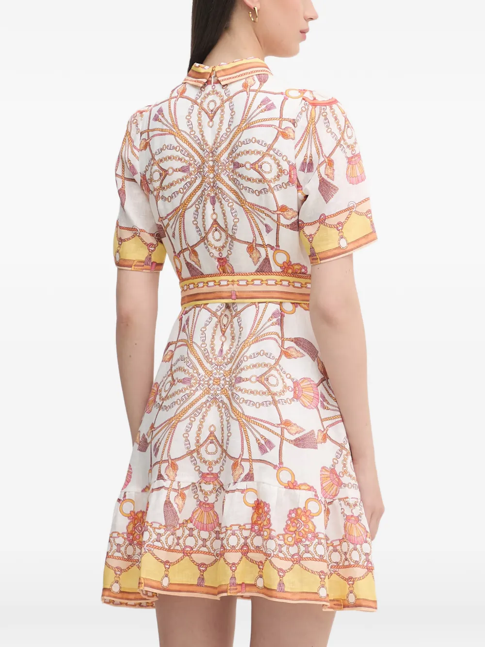 Hale Bob Aula mini-jurk met kettingprint en ceintuur Wit