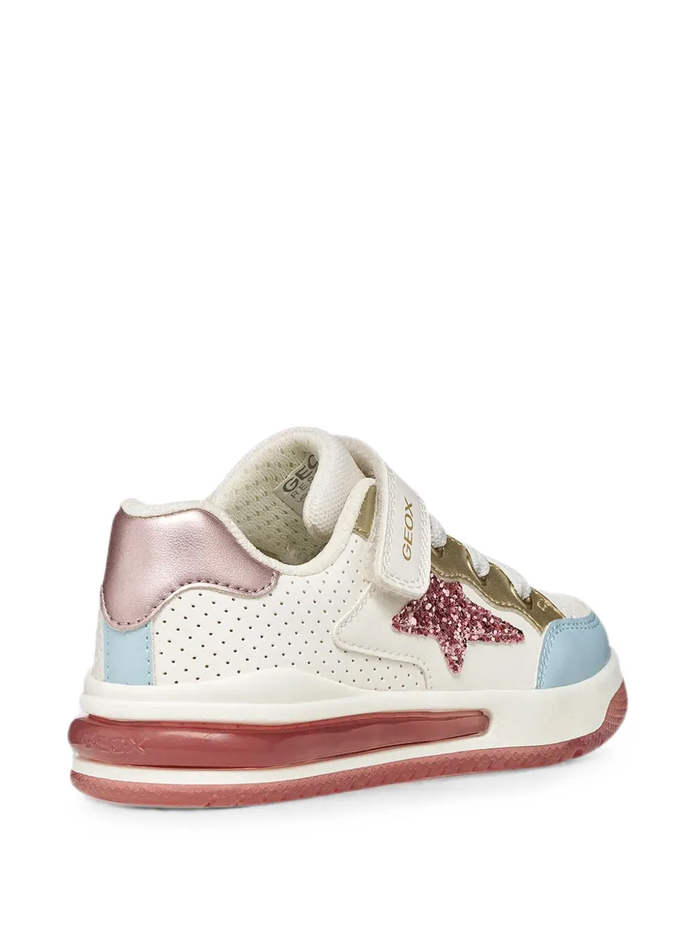 Geox Kids Sketlite glitter-star touch-strap sneakers Wit