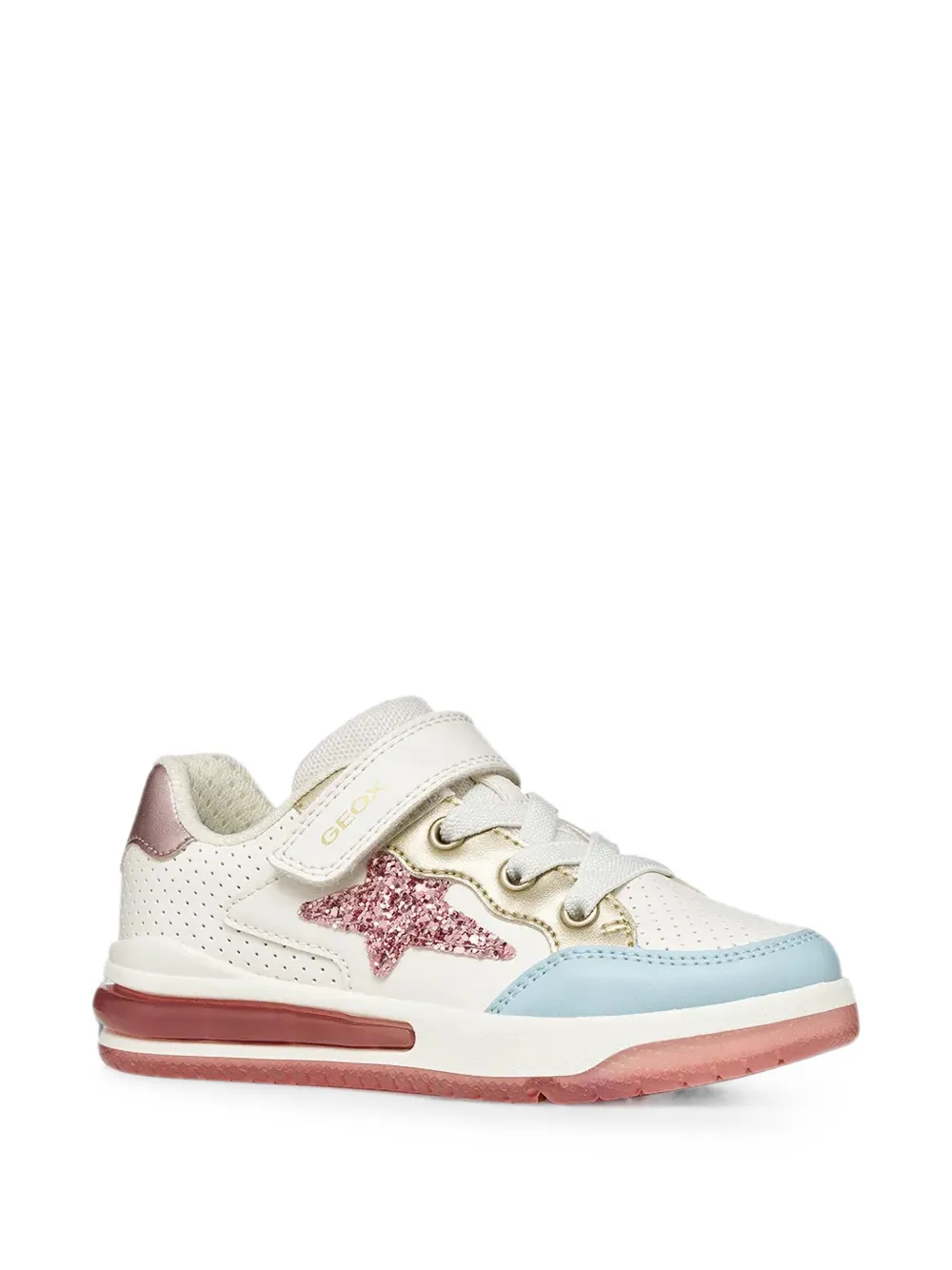 Geox Kids Sketlite glitter-star touch-strap sneakers Wit