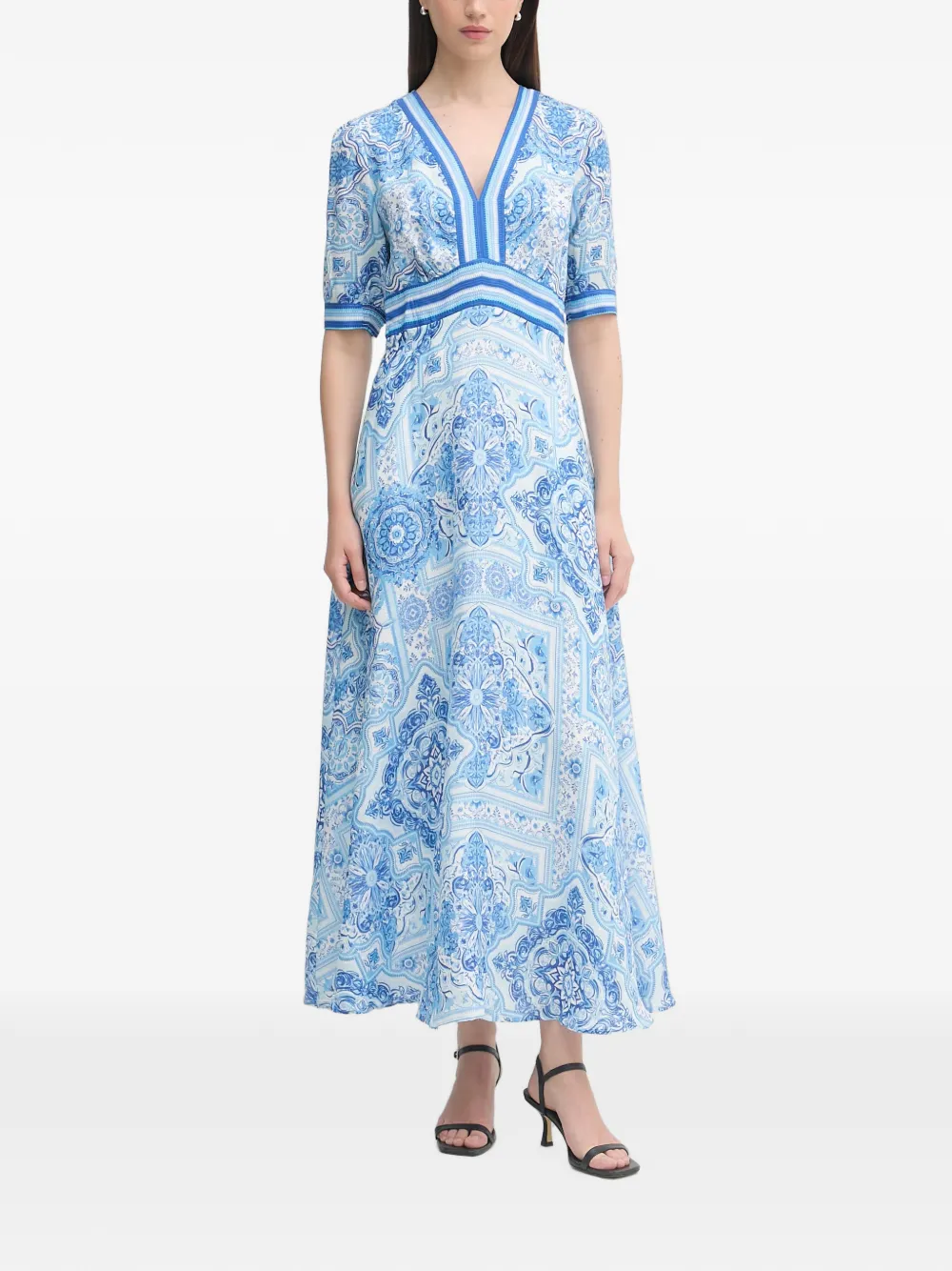 Hale Bob Ginevra tile-print V-neck maxi dress