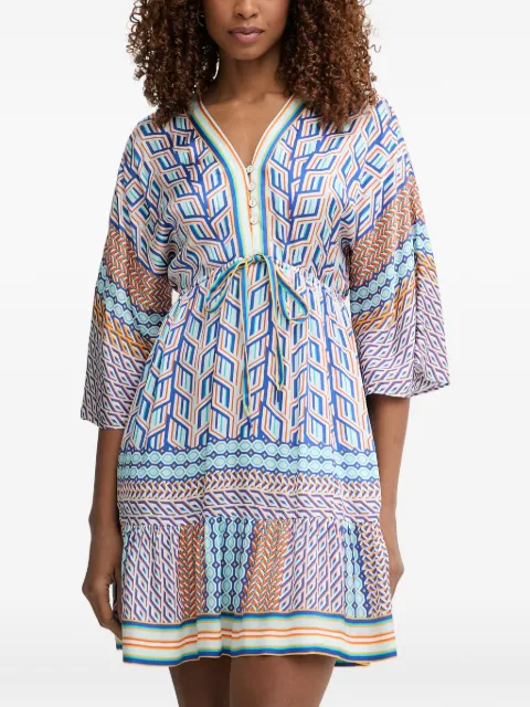 Hale Bob Theia geometric-print tiered mini dress