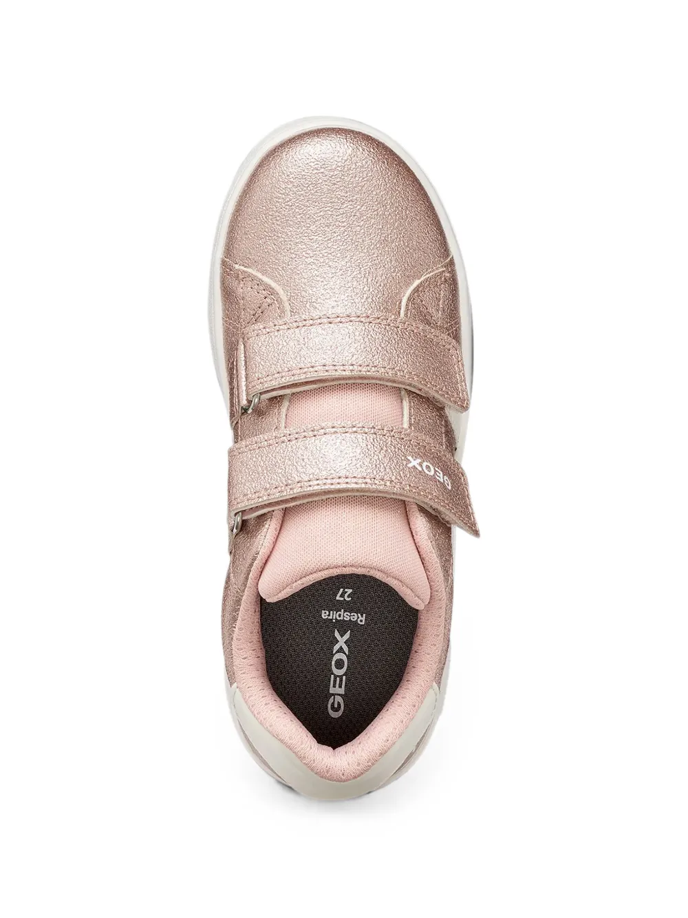 Geox Kids Eclyper metallic-effect touch-strap sneakers Roze
