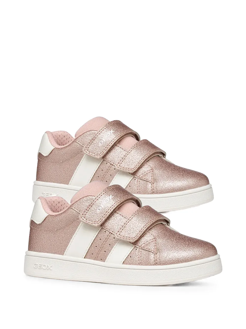 Geox Kids Eclyper metallic-effect touch-strap sneakers Roze