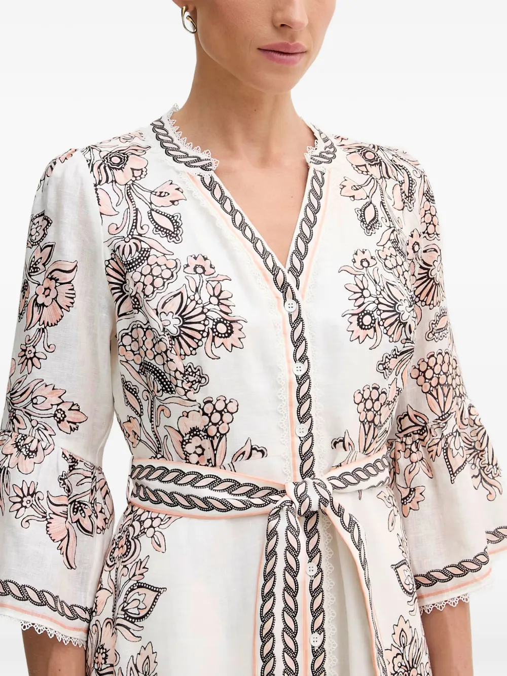 Hale Bob Maxwell mini-jurk met bloemenprint en ceintuur Beige