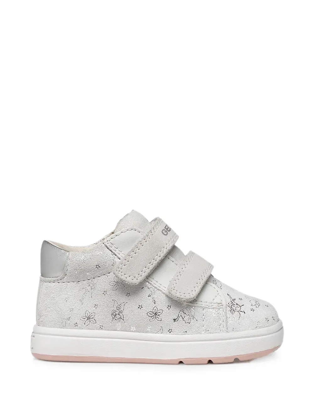 Geox Kids Biglia sneakers met klittenband en bloemenprint Wit