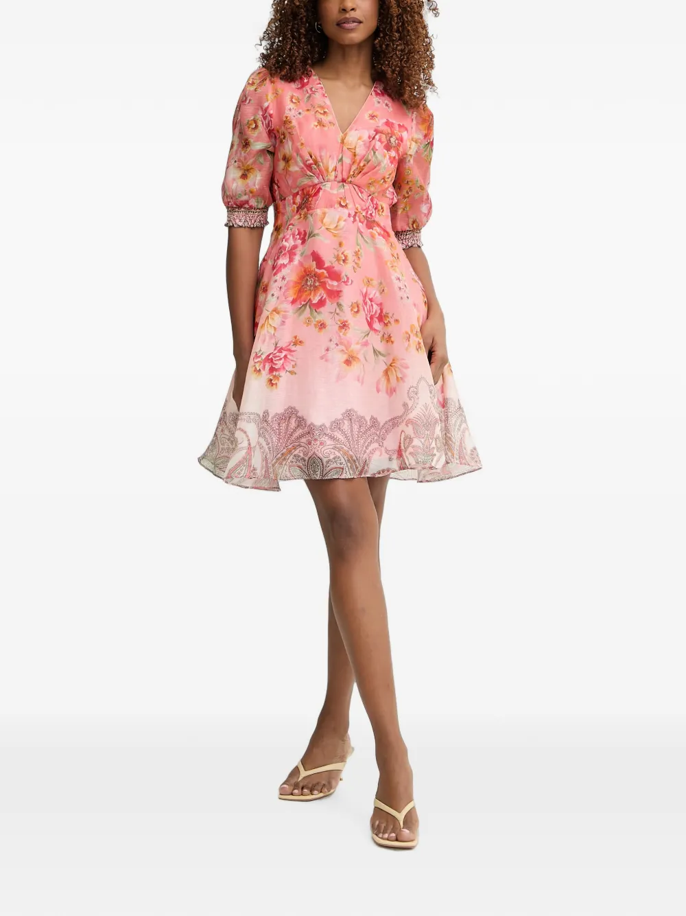 Hale Bob Kaeli mini-jurk met paisley-print en bloemenprint Roze