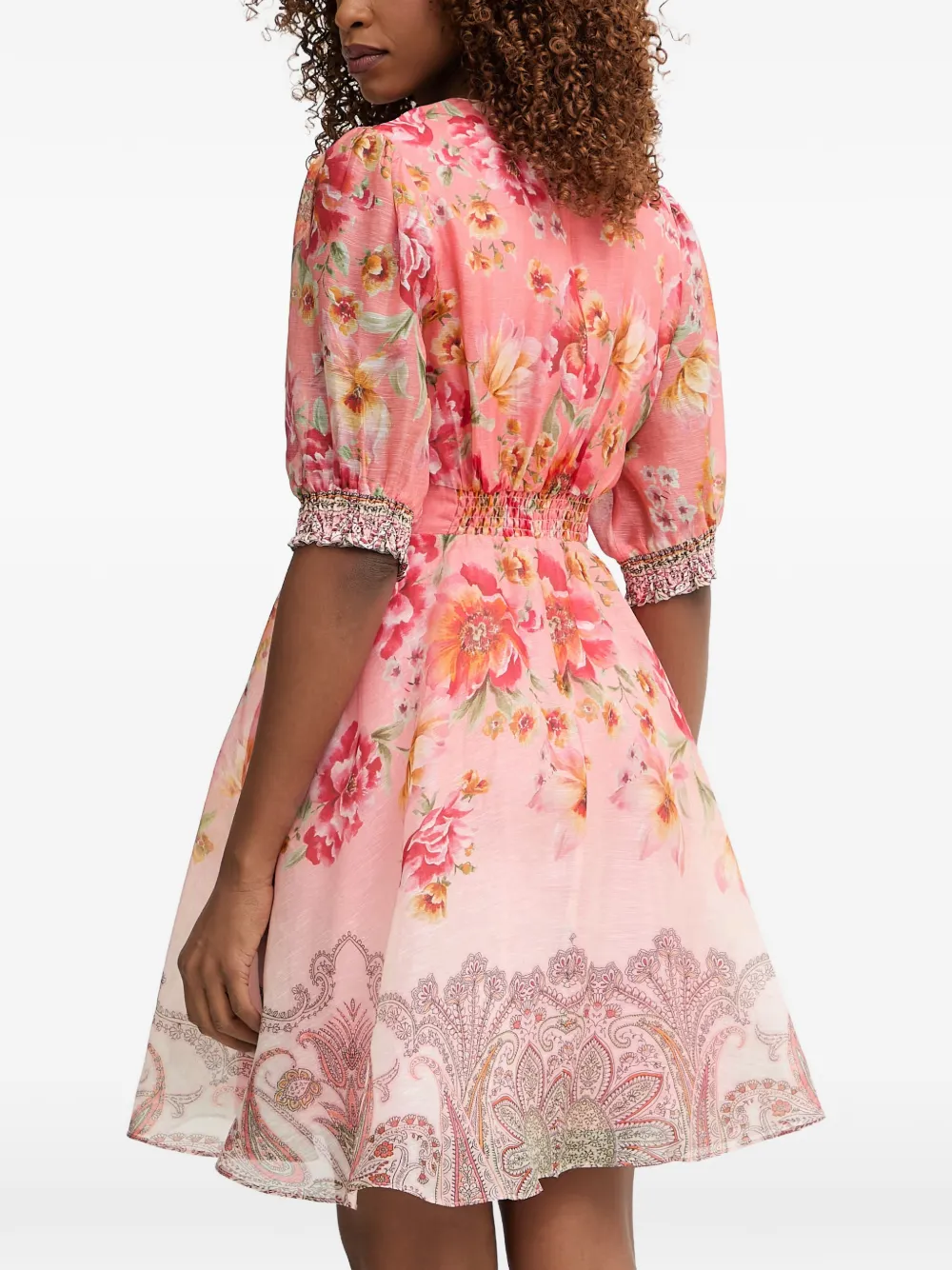 Hale Bob Kaeli mini-jurk met paisley-print en bloemenprint Roze