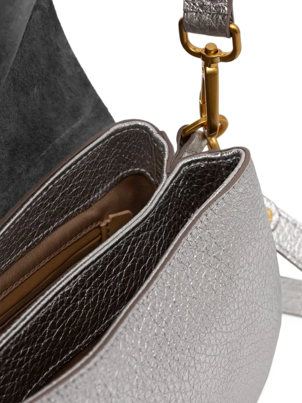 GIANNI CHIARINI Helena Round grainy-leather shoulder bag Zilver