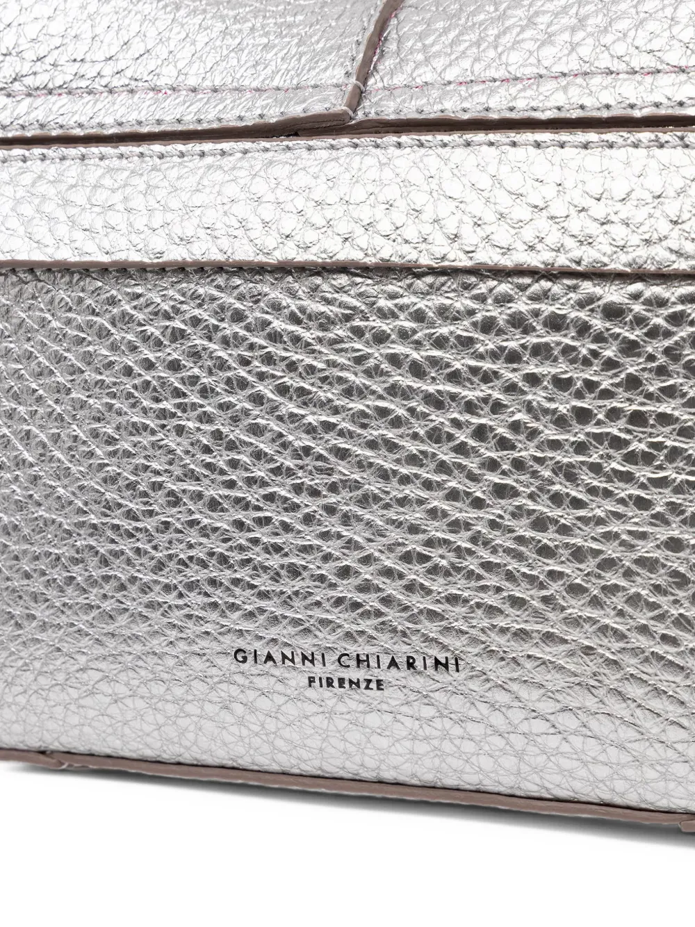 GIANNI CHIARINI Helena Round grainy-leather shoulder bag Zilver