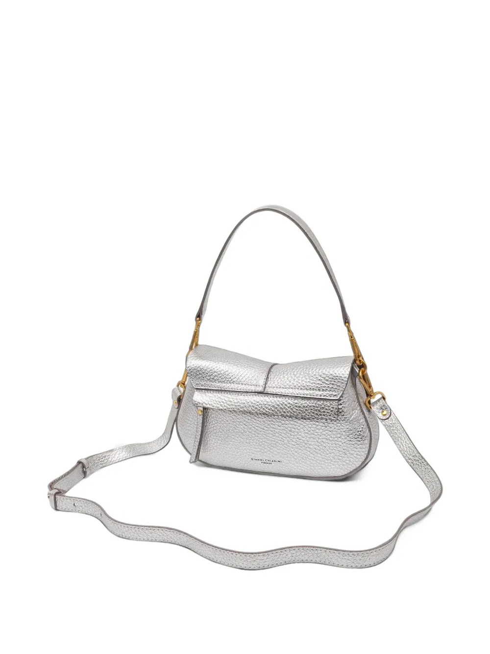 GIANNI CHIARINI Helena Round grainy-leather shoulder bag Zilver