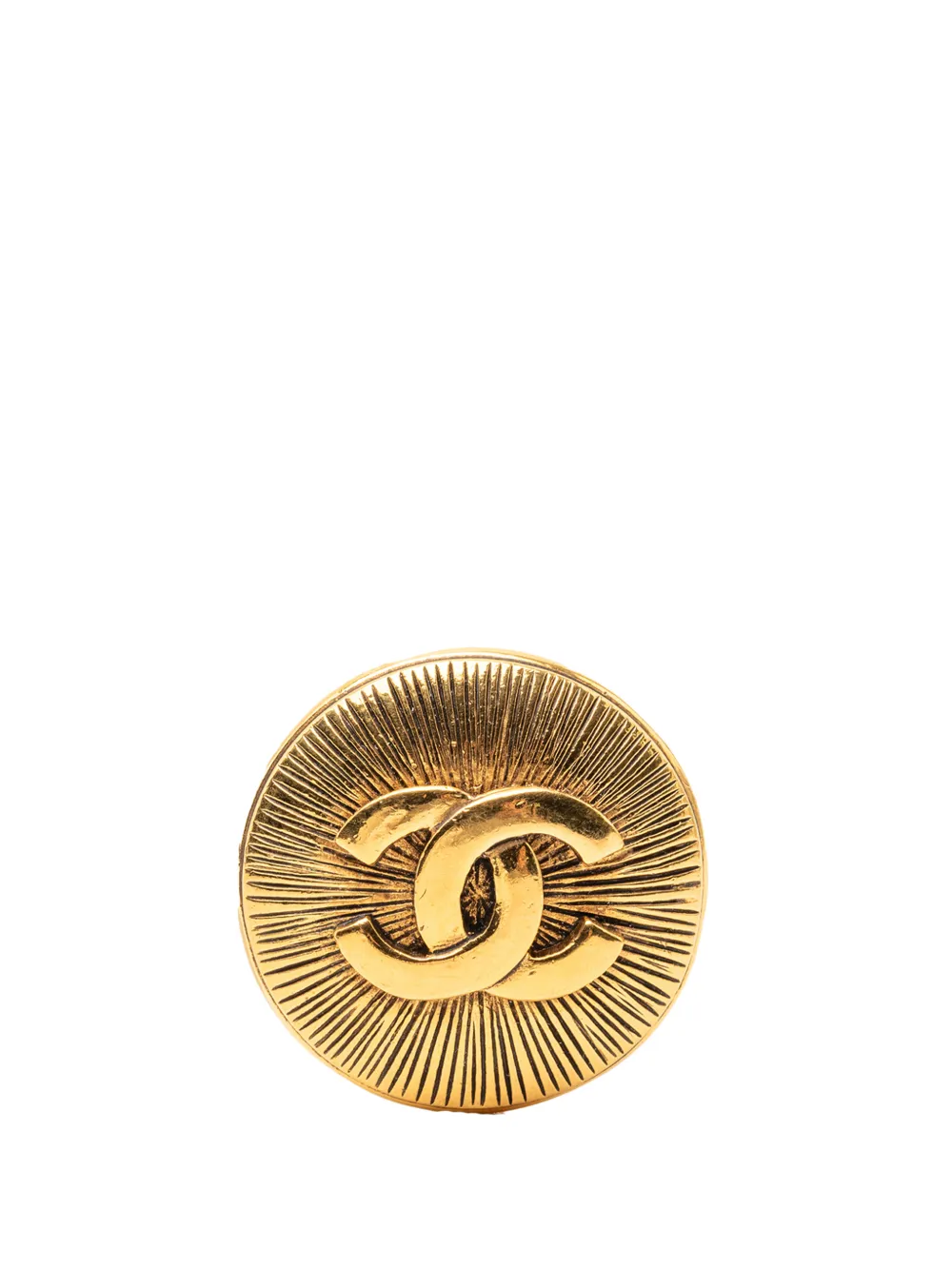 CHANEL Pre-Owned 1970-1980 CC Gold Plated Round Brooch costume brooch - Oro