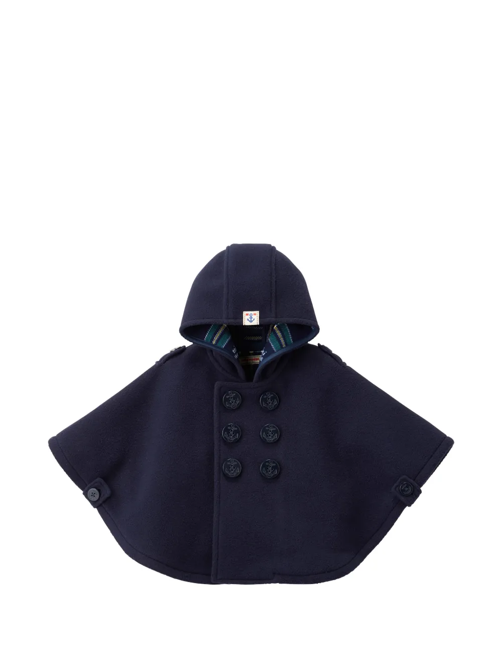 Miki House double-breasted hooded poncho - Blau