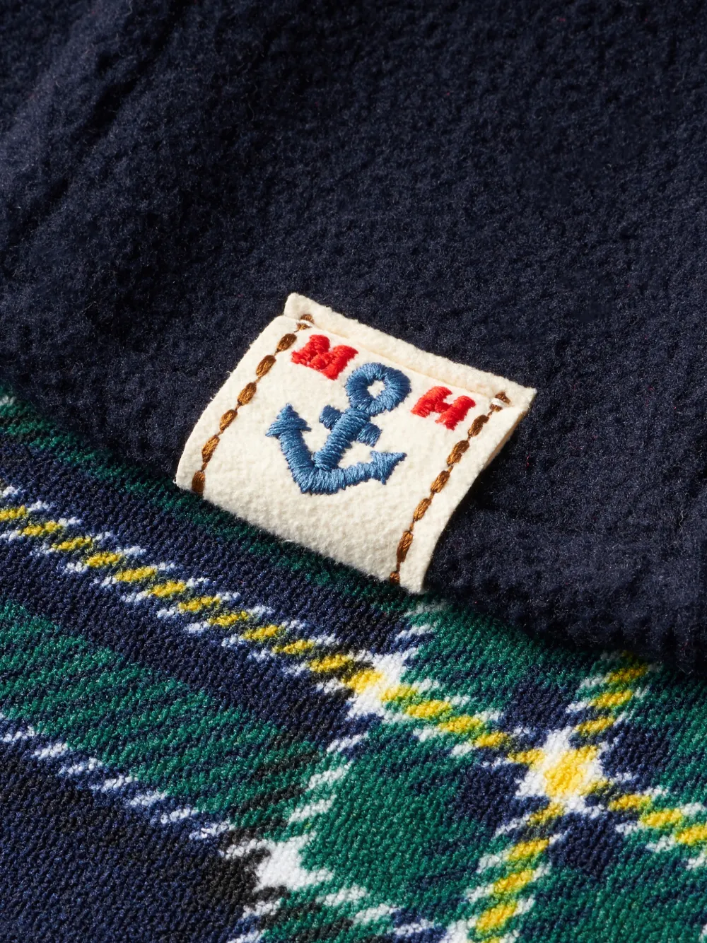 Miki House Poncho met dubbele rij knopen en capuchon Blauw