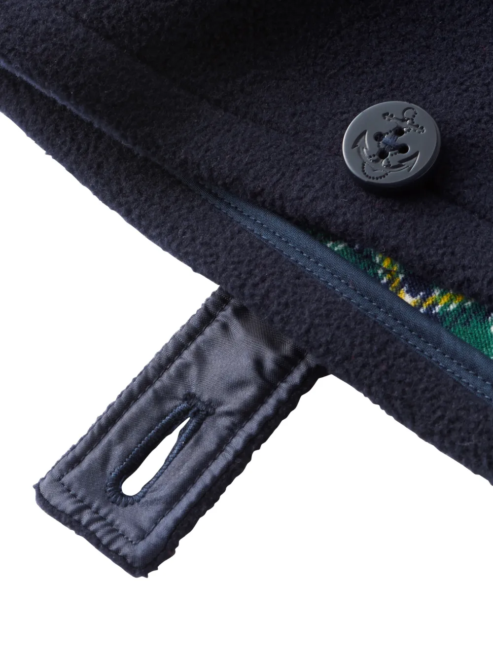 Miki House Poncho met dubbele rij knopen en capuchon Blauw