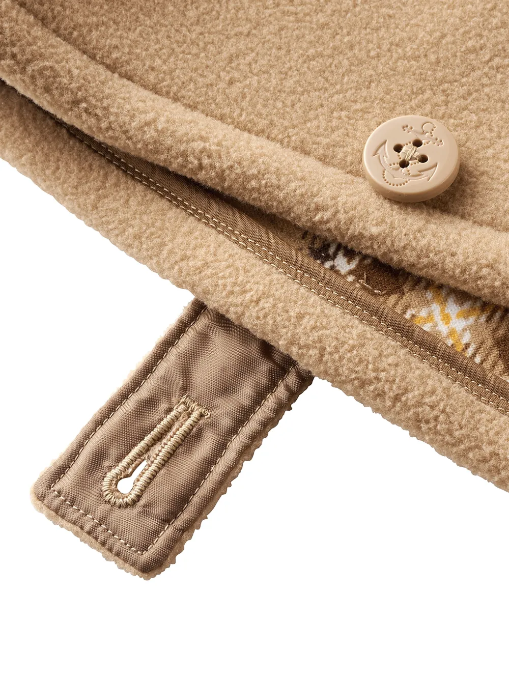 Miki House Poncho met dubbele rij knopen en capuchon Beige