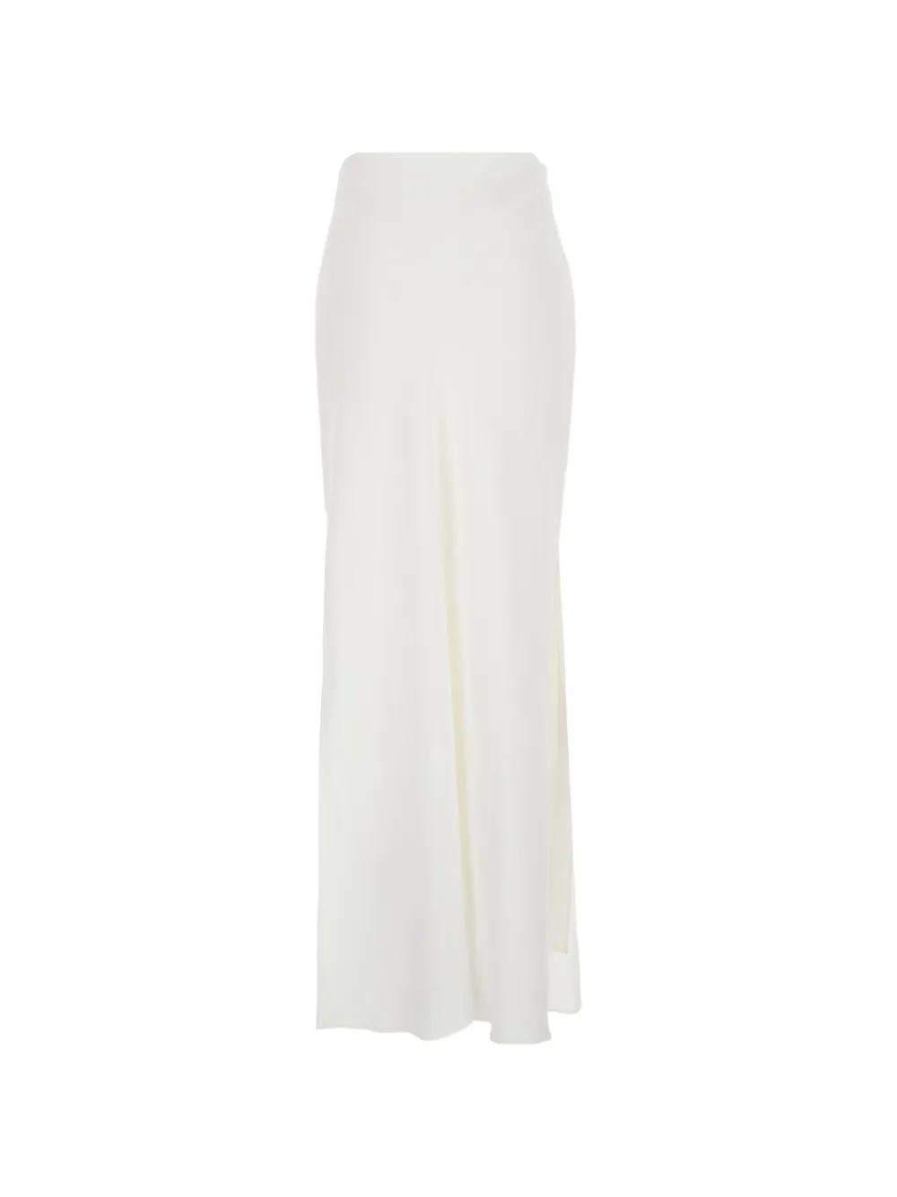 Brunello Cucinelli long satin side-slit skirt - Bianco