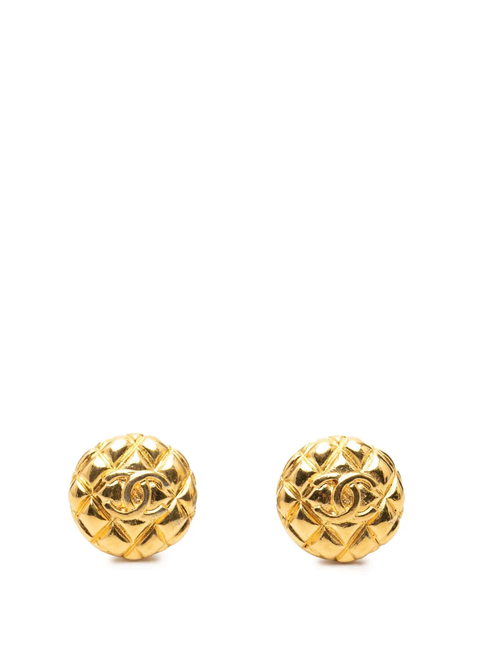 CHANEL Pre-Owned 1970-1980 CC Quilted Gold Plated Clip On Earrings costume earrings - Oro