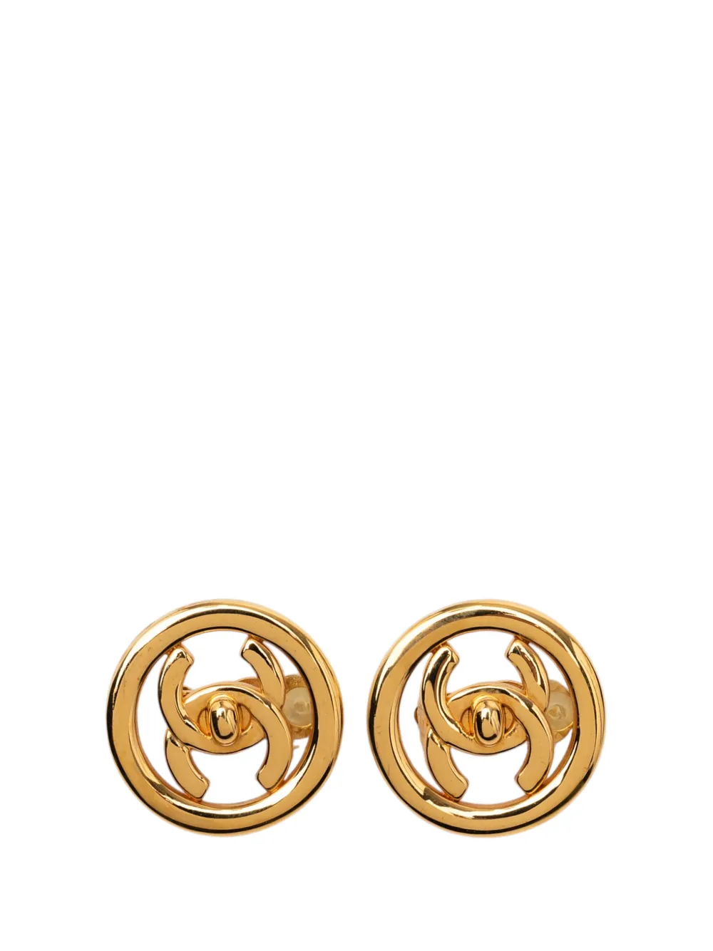 CHANEL Pre-Owned 1997 CC Gold Plated Turn Lock Clip On Earrings costume earrings - Oro