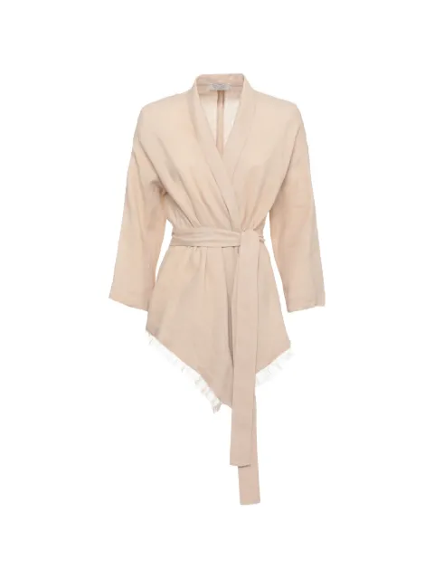 Antonelli Katia belted fringe-trim jacket