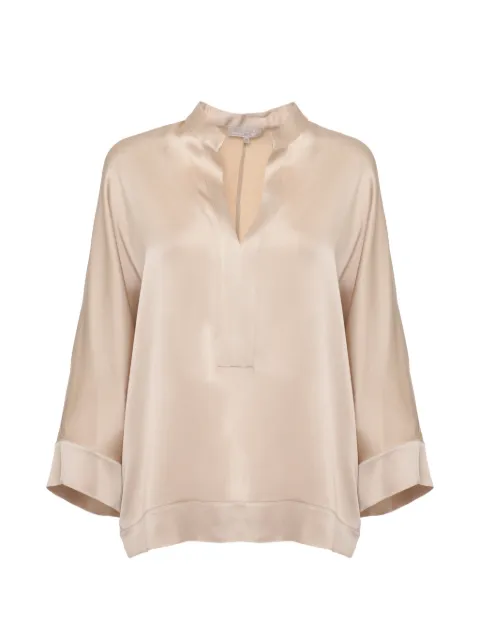 Antonelli satin-finish V-neck blouse