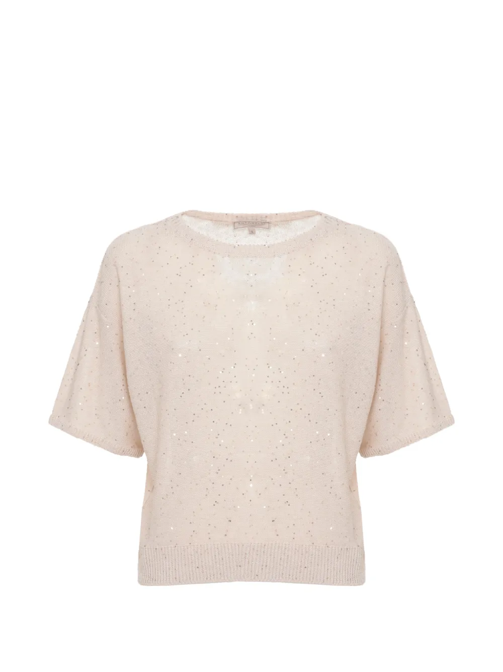 Antonelli sequin-embellished short-sleeve sweater - Toni neutri