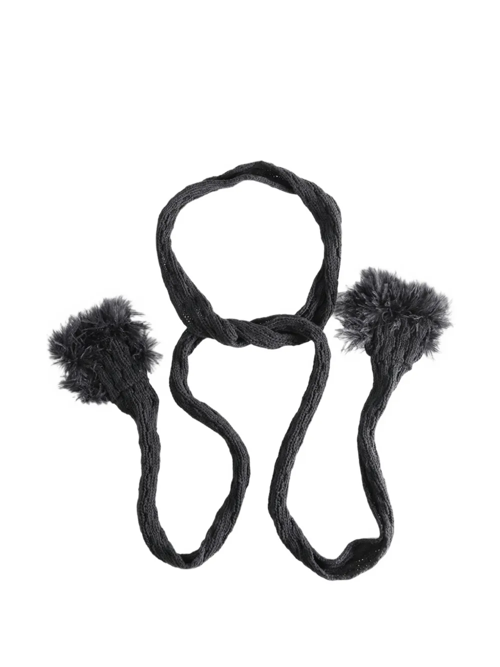 Ann Demeulemeester Cable-knit Pom-pom Scarf In Blue