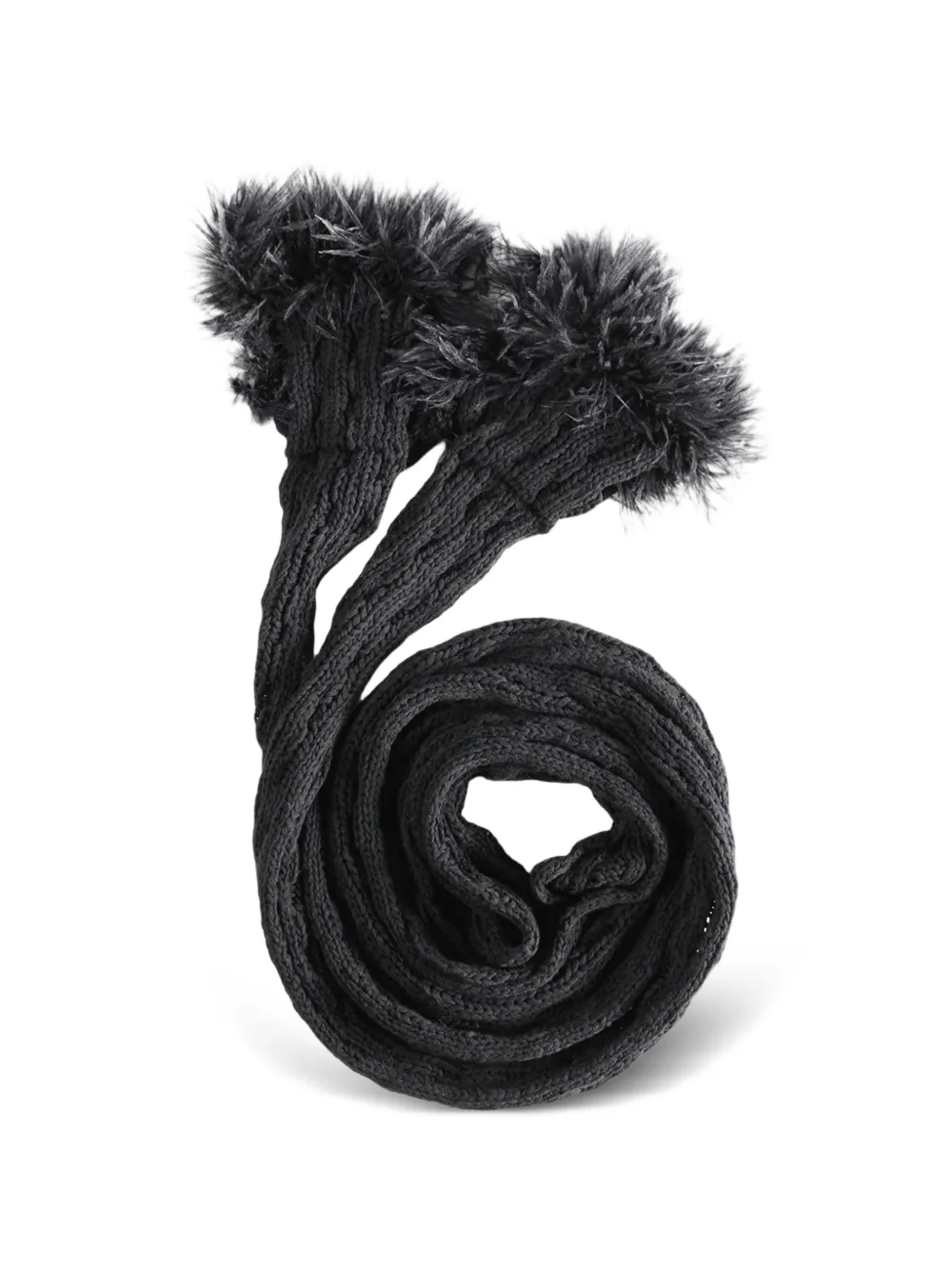 Ann Demeulemeester cable-knit pom-pom Scarf | Black | FARFETCH