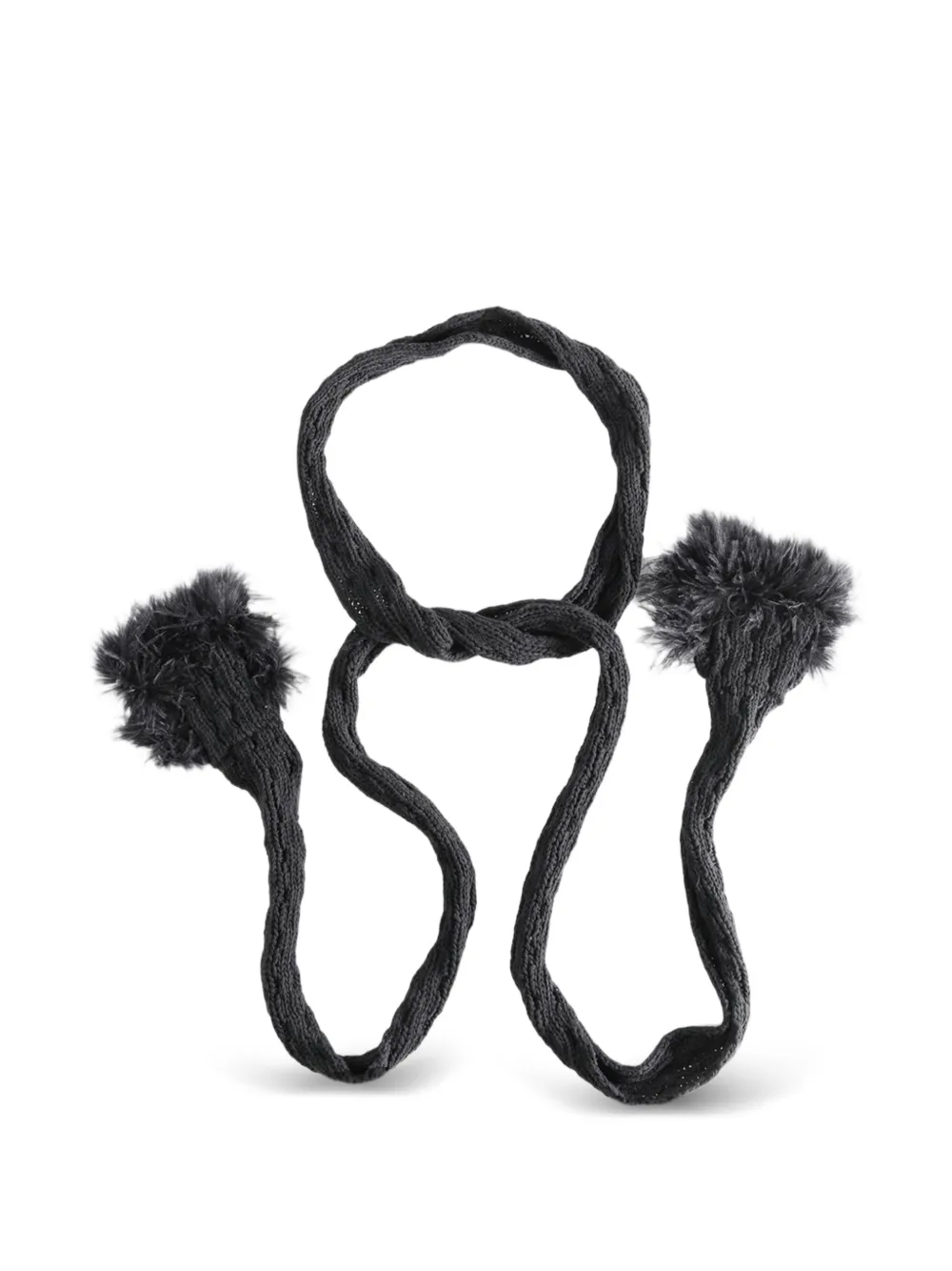 Ann Demeulemeester cable-knit pom-pom scarf - Nero